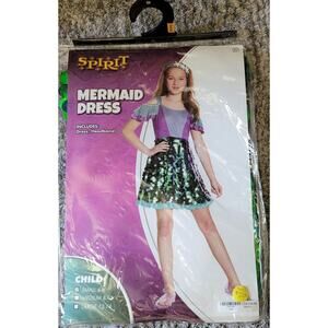 Spirit Halloween Sequin Mermaid Dress Costume Child Small 4–6 Dress & Headband